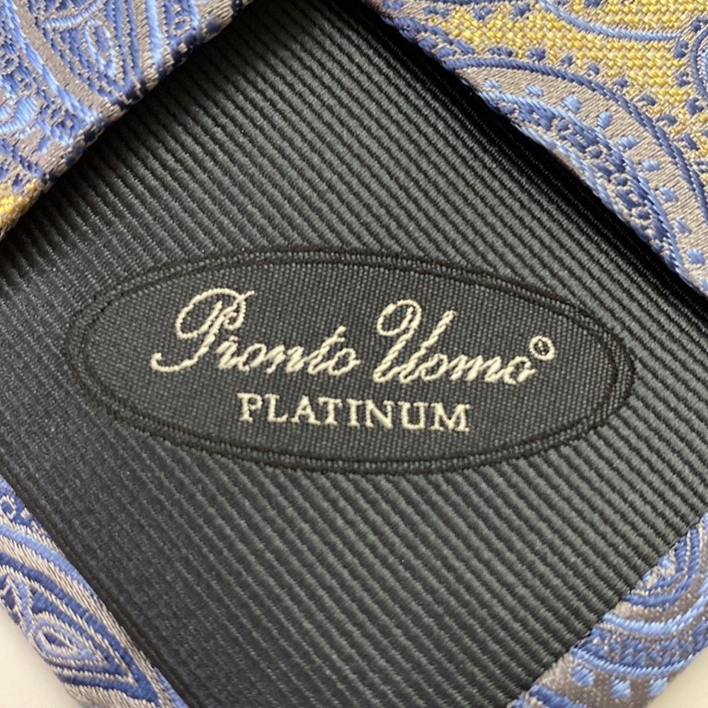 ProntoUomo platinum Mens wearhouse baby blue butter yellow paisley regular - Picture 6 of 7